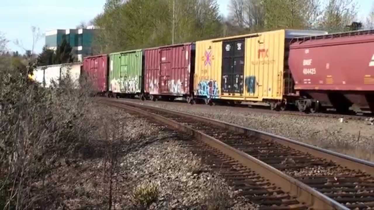 Northbound freight train in Tukwila, WA, 3-26-2015