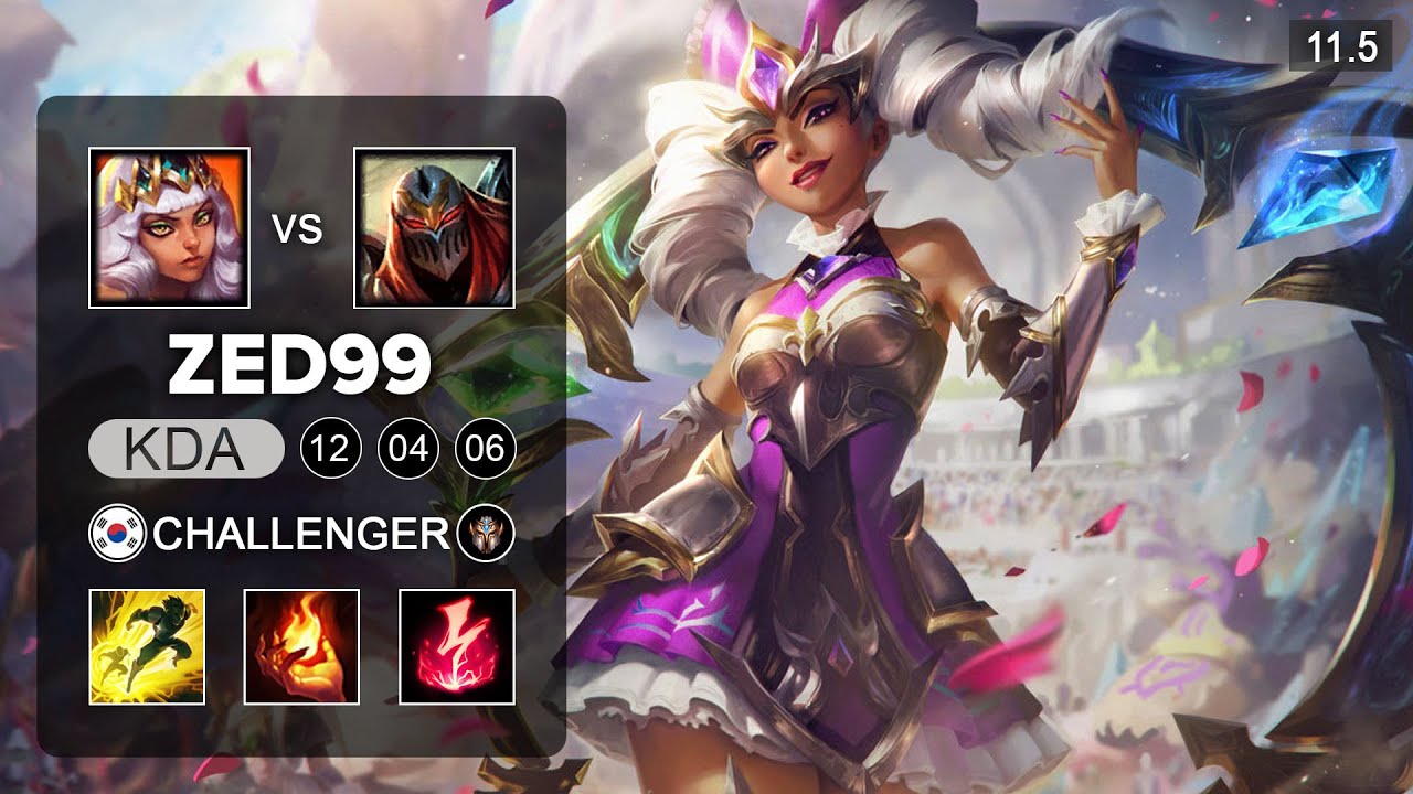 Qiyana Main vs ZED99 - Qiyana Mid vs Zed - KR Challenger Patch 11.5