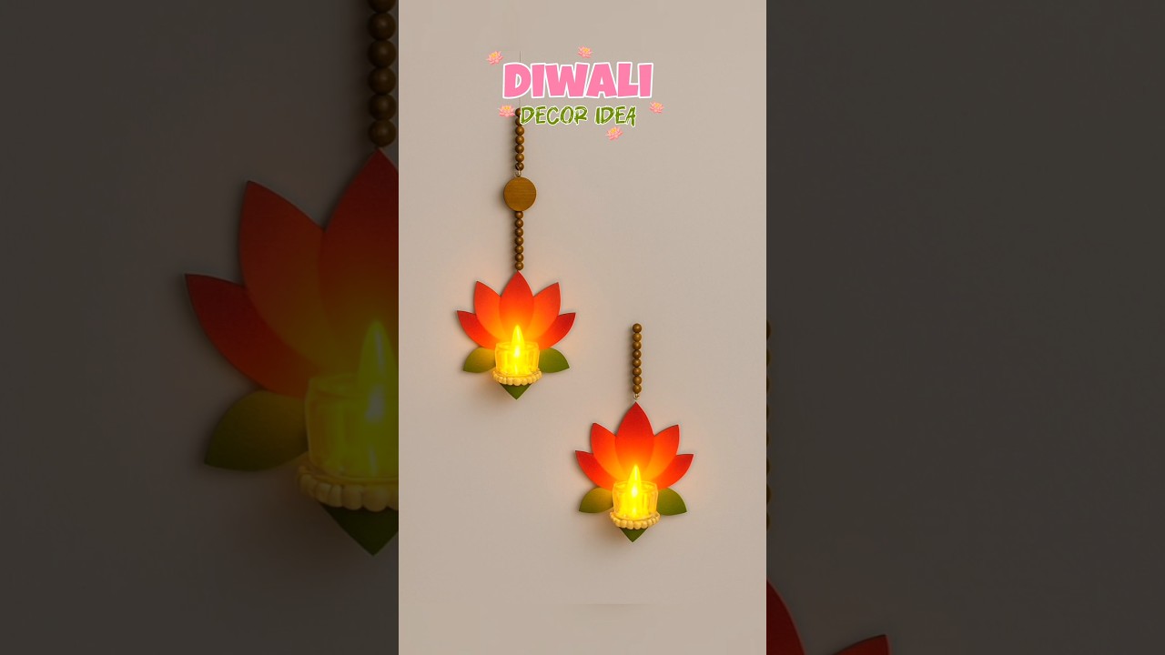 DIY diwali lotus hanging decoration 🪷🪔#diwalidecorideas #diwalidiy #diwali