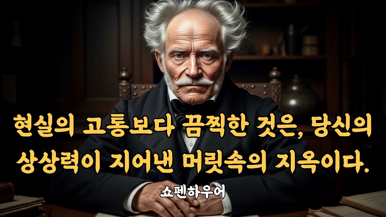 인간은 불필요하게 발달한 이성과 상상력 때문에, 현실의 고통보다 훨씬 더 거대한 지옥을 스스로의 머릿속에 만들어낸다 쇼펜하우어  #쇼펜하우어 #철학 #인생명언 #자기계발 #멘탈관리
