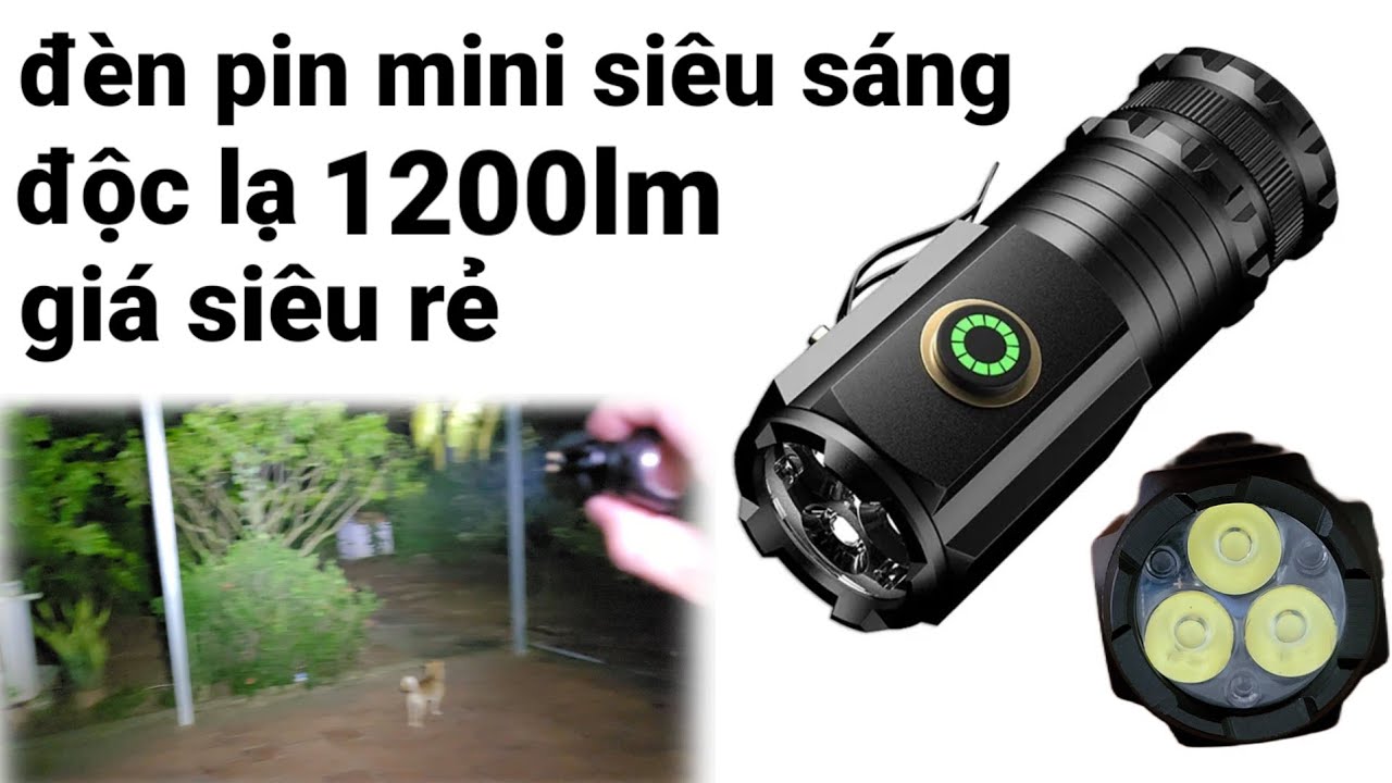 Mở hộp đ&egrave;n pin gi&aacute; rẻ độc lạ si&ecirc;u s&aacute;ng 1200lm pin sạc 13650 cổng USB C