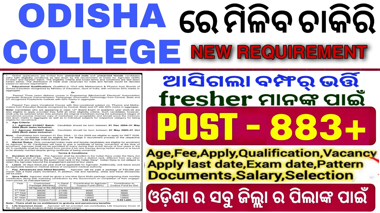 New Odisha Job Vacancy 2026 | 10th Pass Govt Job | Official Notification