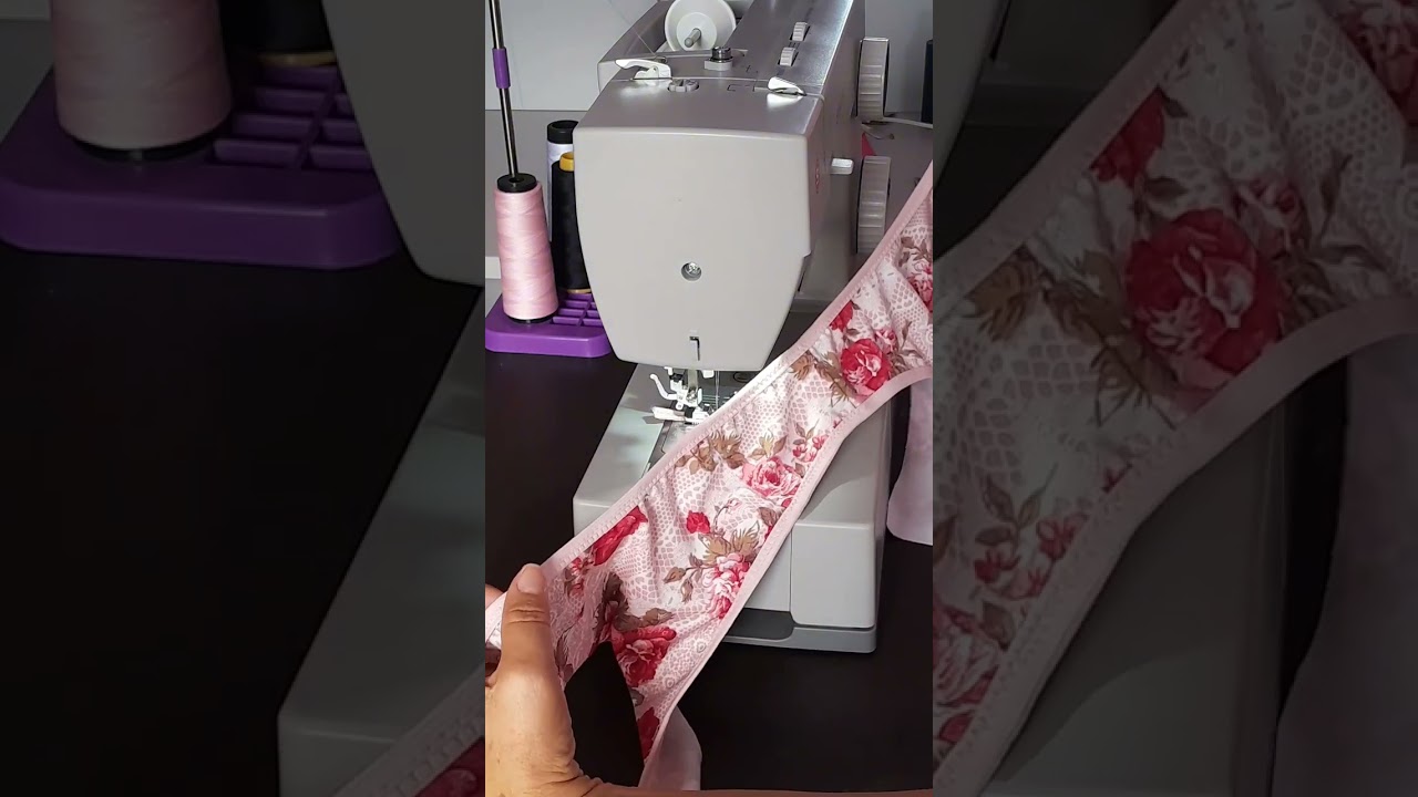 Passando viés elástico na reta zigue-zague doméstica 