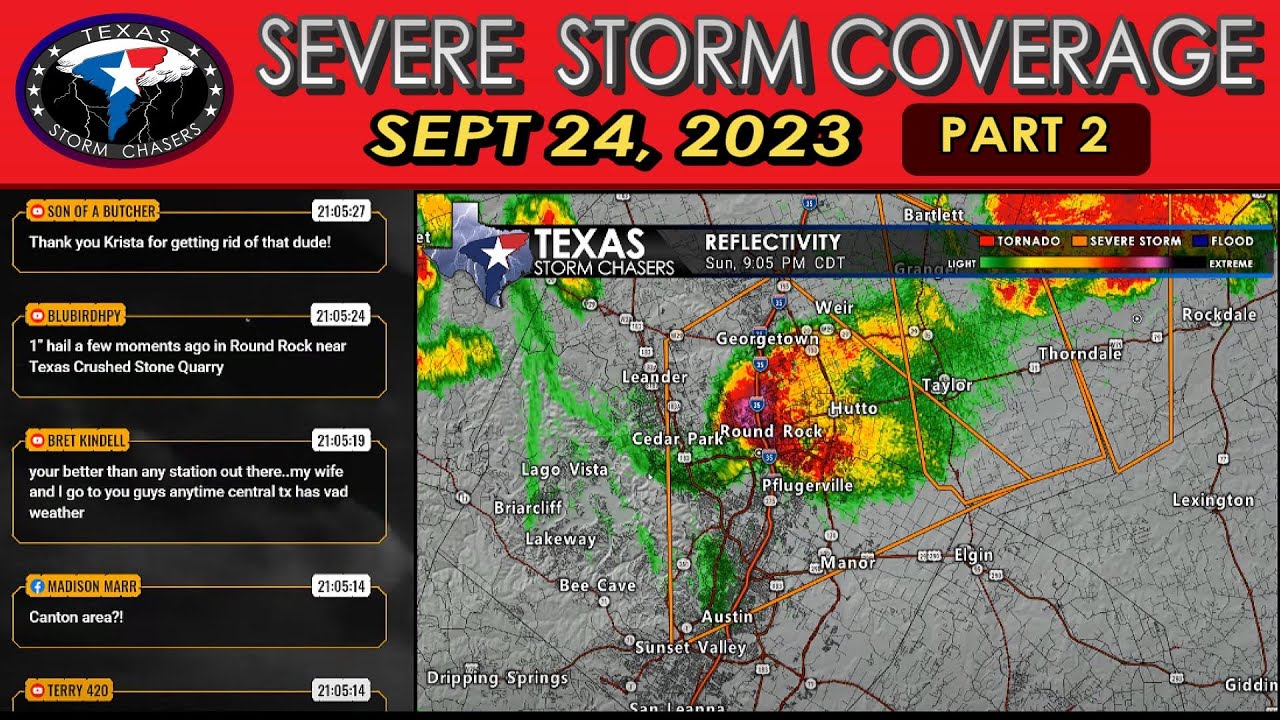 Sept 24, 2023 LIVE Texas Severe Storm Coverage (Round Rock) {D}