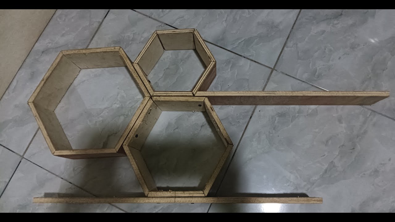 Cara membuat rak dinding  bentuk hexagonal menggunakan bahan triplek