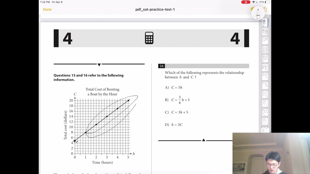 How to Ace the SAT: SAT Test #1 Math With Calculator #11-20 Explanation