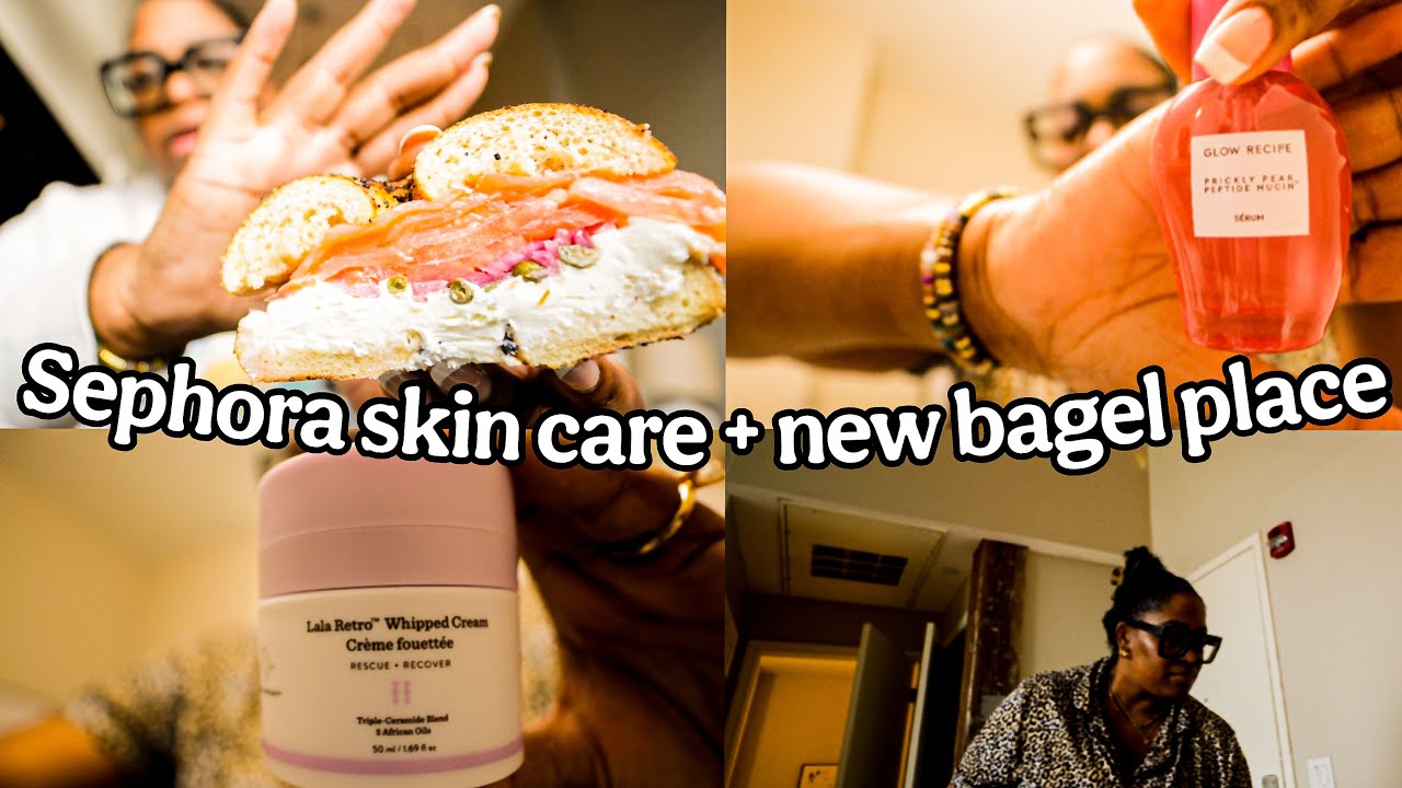 Bagel place in New Haven I really love & New glow recipe + drunk elephant moisturizer 