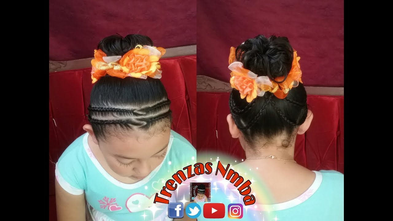 PEINADO FÁCIL PARA NIÑAS/ CHONGO Y TRENZAS PEGADAS/ FÁCIL Y BONITO/ TRENZAS NMBA