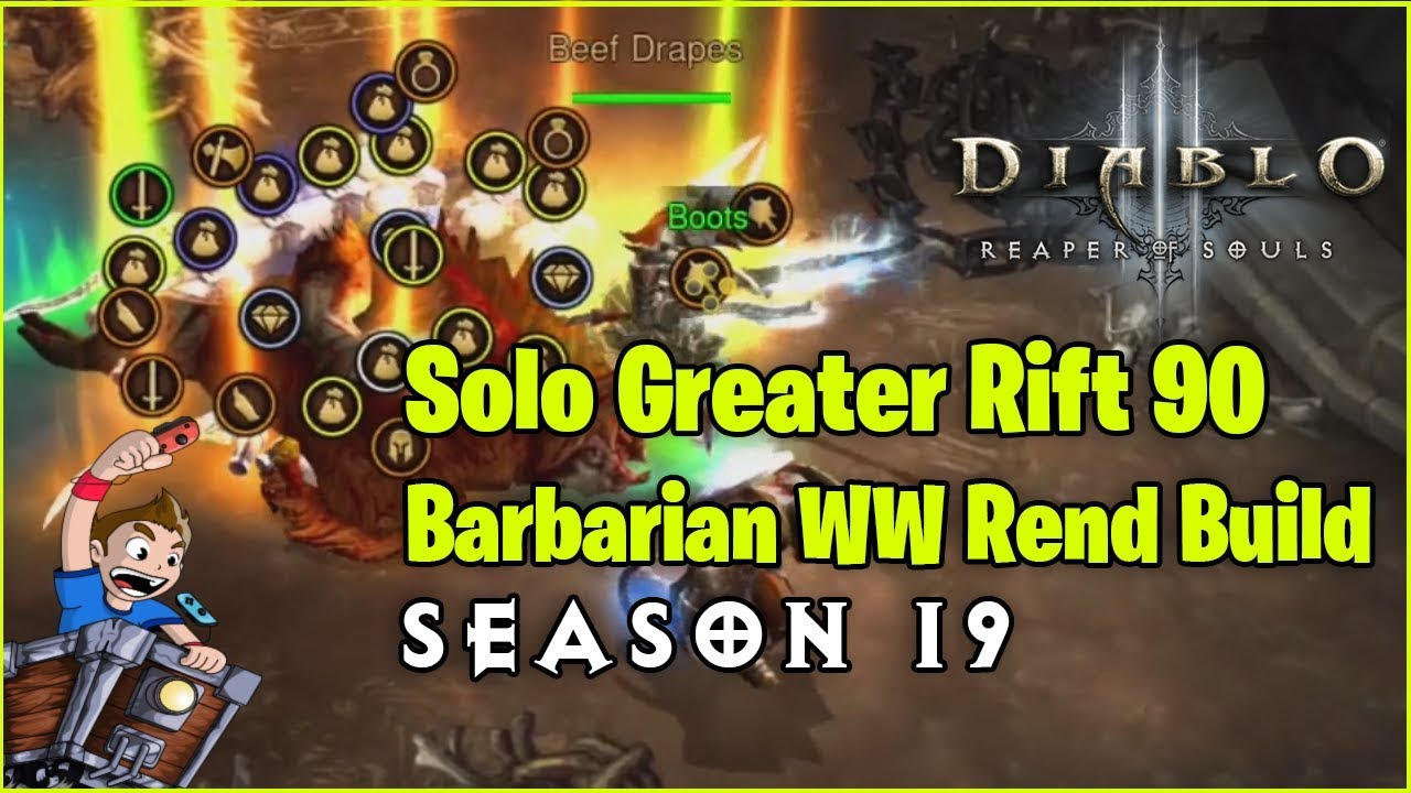Diablo 3 Season 19 Solo Greater Rift 90 Barbarian Whirlwind Rend Build - Nintendo Switch