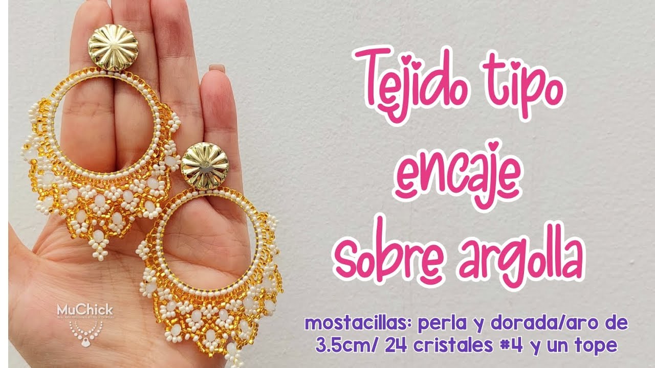 #Aretes de #mostacillas 😍 con tejido estilo encaje #bisuteria #moda #beads #manualidades #f&aacute;cil