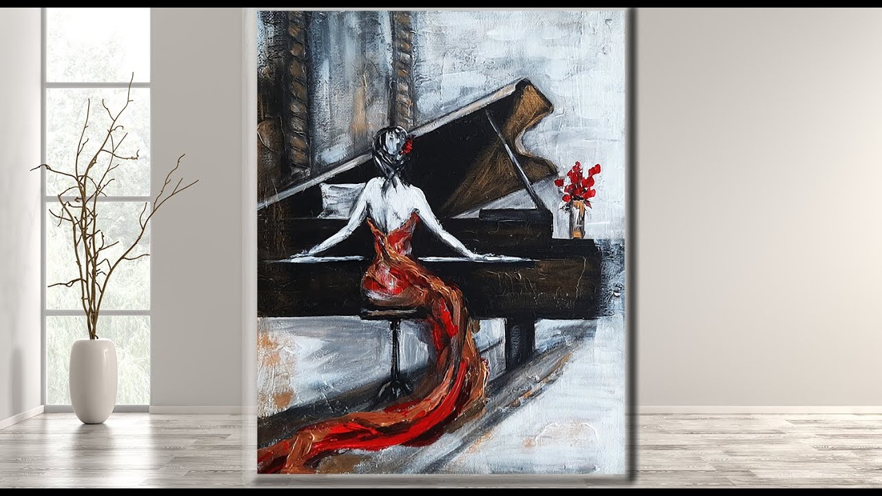 Step by Step  Painting for Beginners /The Piano /Acrylic / Tutorial/ MariArtHome