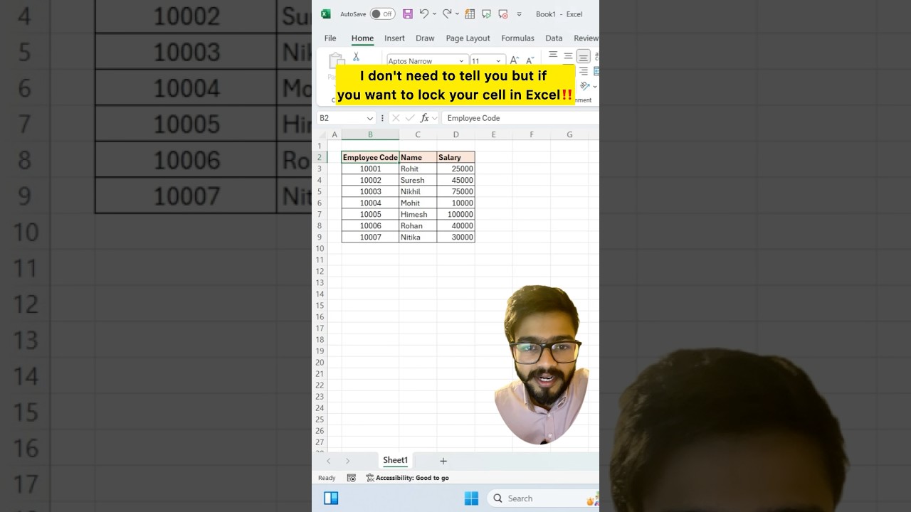 Хотите заблокировать ячейки в Excel? Используйте удивительный трюк #excel #exceltips #exceltricks...