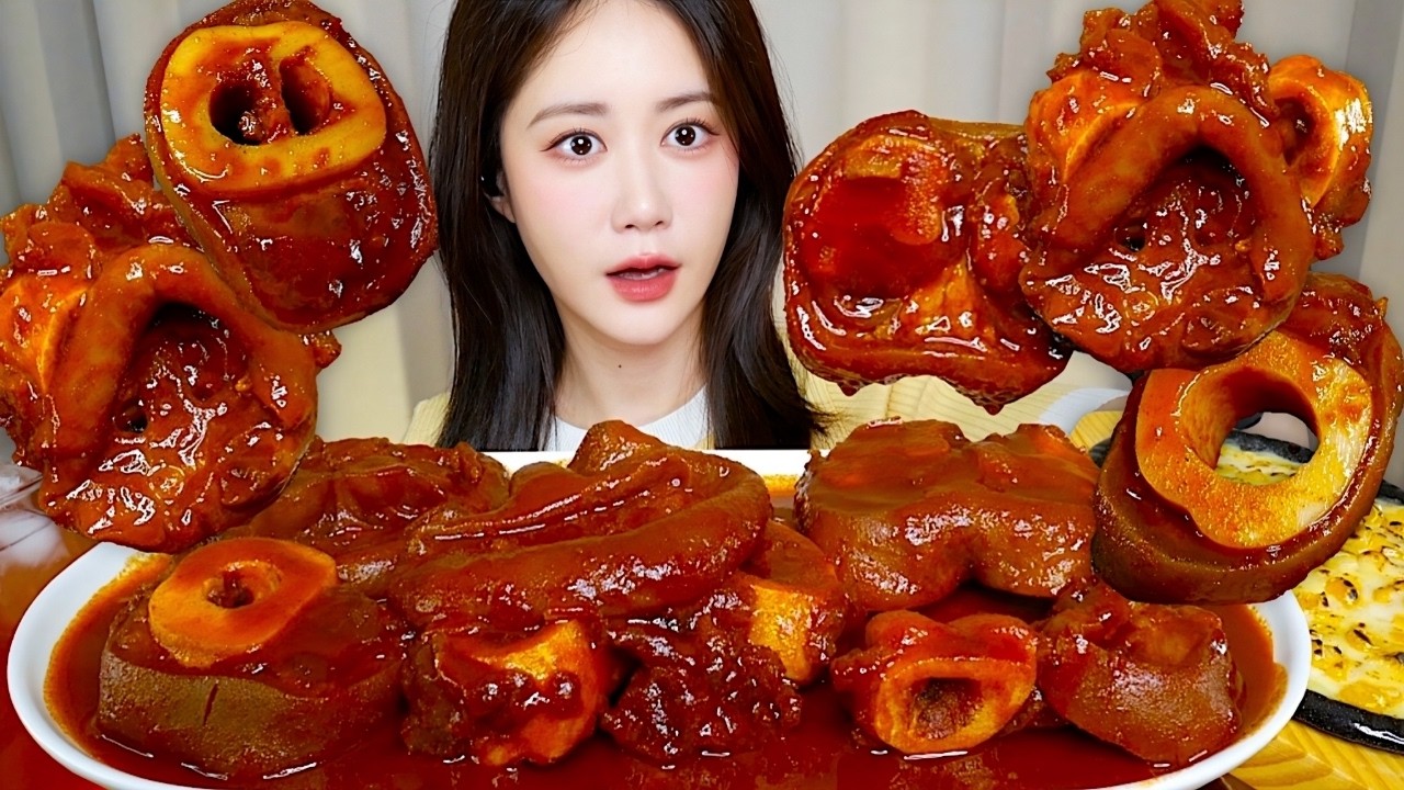 매콤 쫜득❤️‍🔥매운우족찜❤️‍🔥콘치즈 주먹밥까지✨우족찜 먹방 Spicy Braised Beef Feet 辛い牛足 | Mukbang ASMR