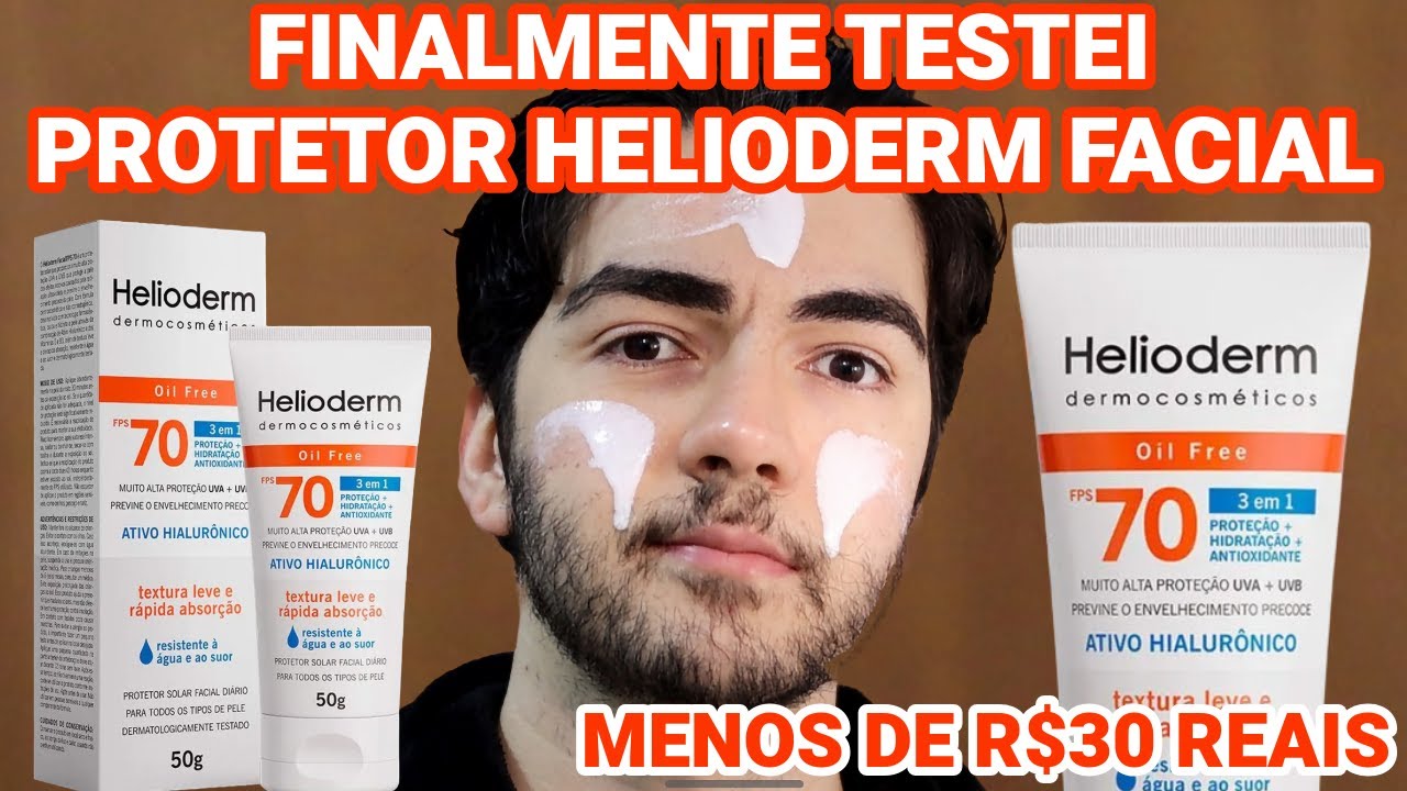 Helioderm FPS 70 3 EM 1 COM ÁCIDO HIALURÔNICO - Oil Free - Sem Cor 50g - PROTETOR FACIAL