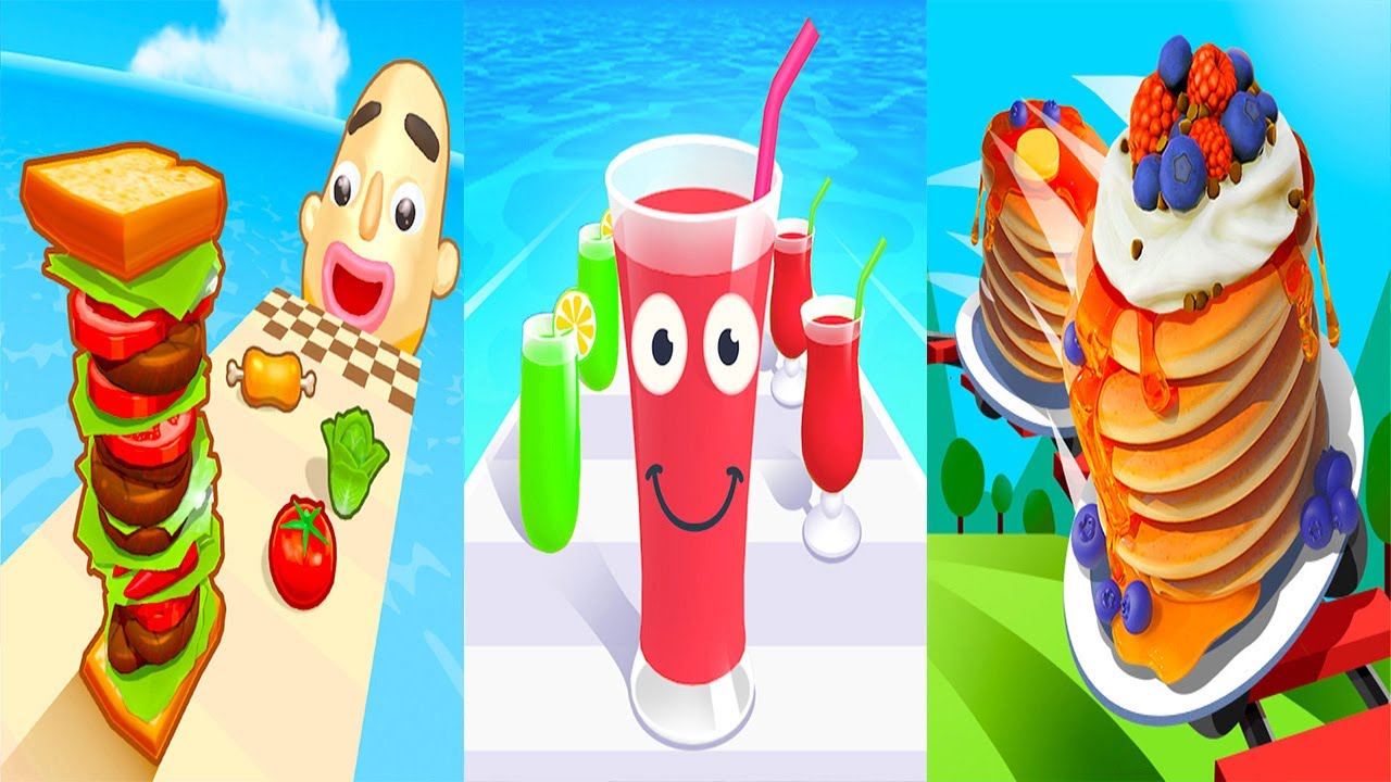 Sandwich Runner VS Juice Run VS Pancake Run - All Levels Gameplay Android iOS Ep 1