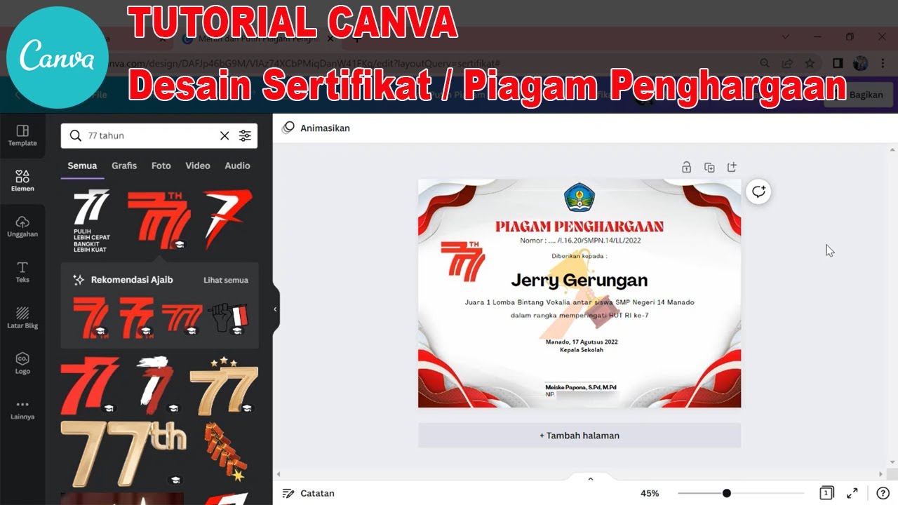 Cara Membuat Sertifikat/ Piagam Penghargaan Menggunakan Aplikasi Canva