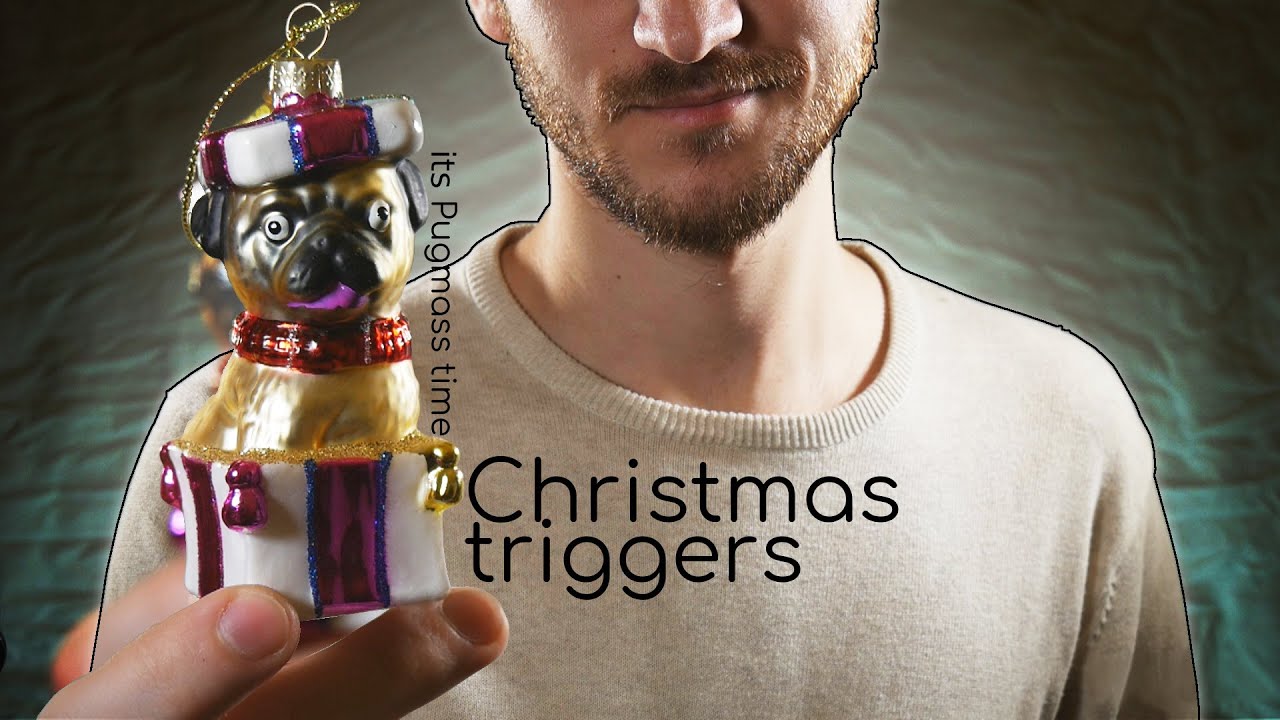 ASMR Classic Christmas triggers /tapping, soft touches, scratches/ - whispering with accent -