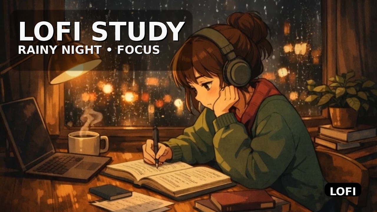 Lofi Study Beats for Focus 🌧️ Cozy Rainy Night | 2–3 Hours of Concentration (No Lyrics)