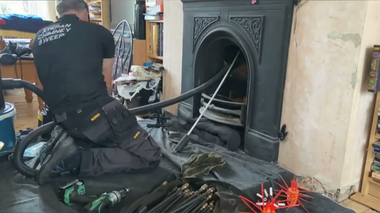 Modern chimney sweeping an open fire