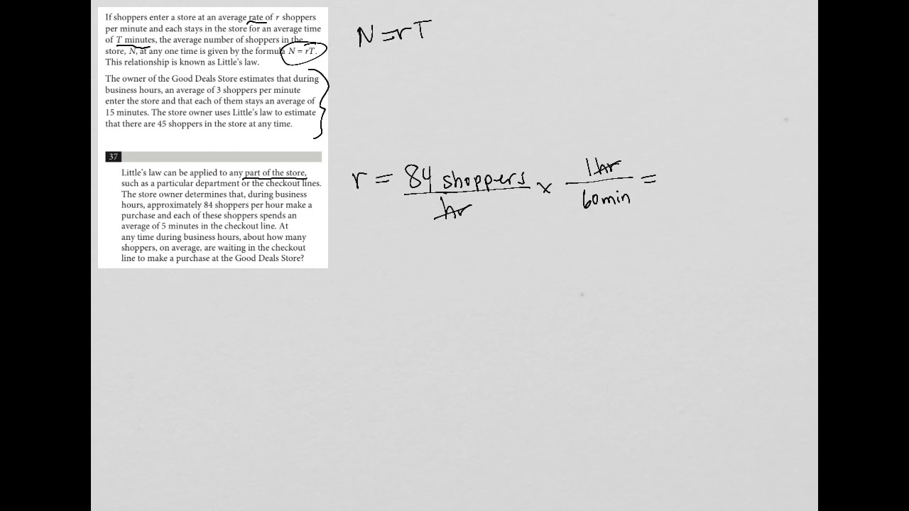 Little's law can be applied to any part of the store, such as a particular department or the....