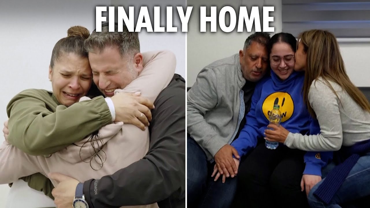 Tear-jerking moment freed Israeli hostages reunite with parents after 477 days in Hamas captivity