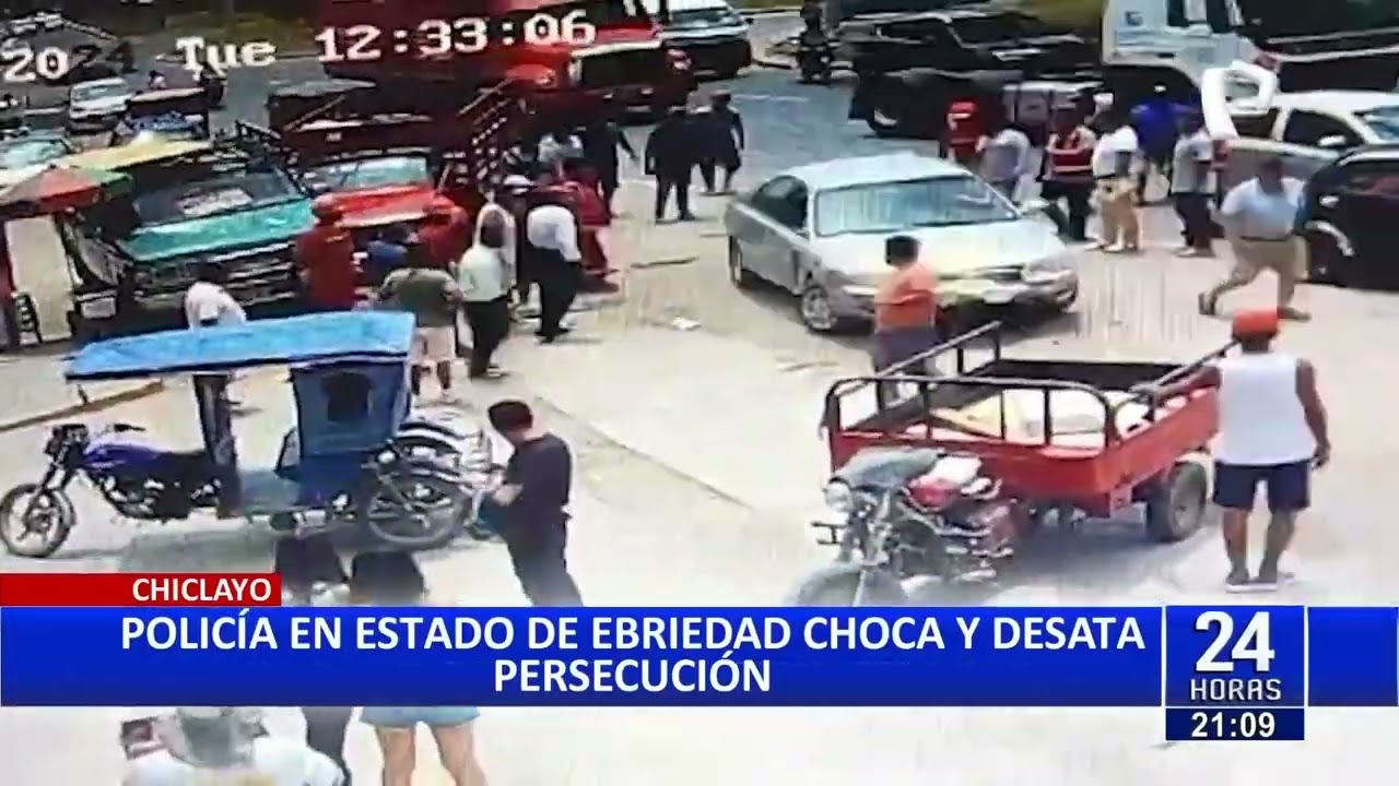 Chiclayo: policía provoca accidente e intenta darse a la fuga