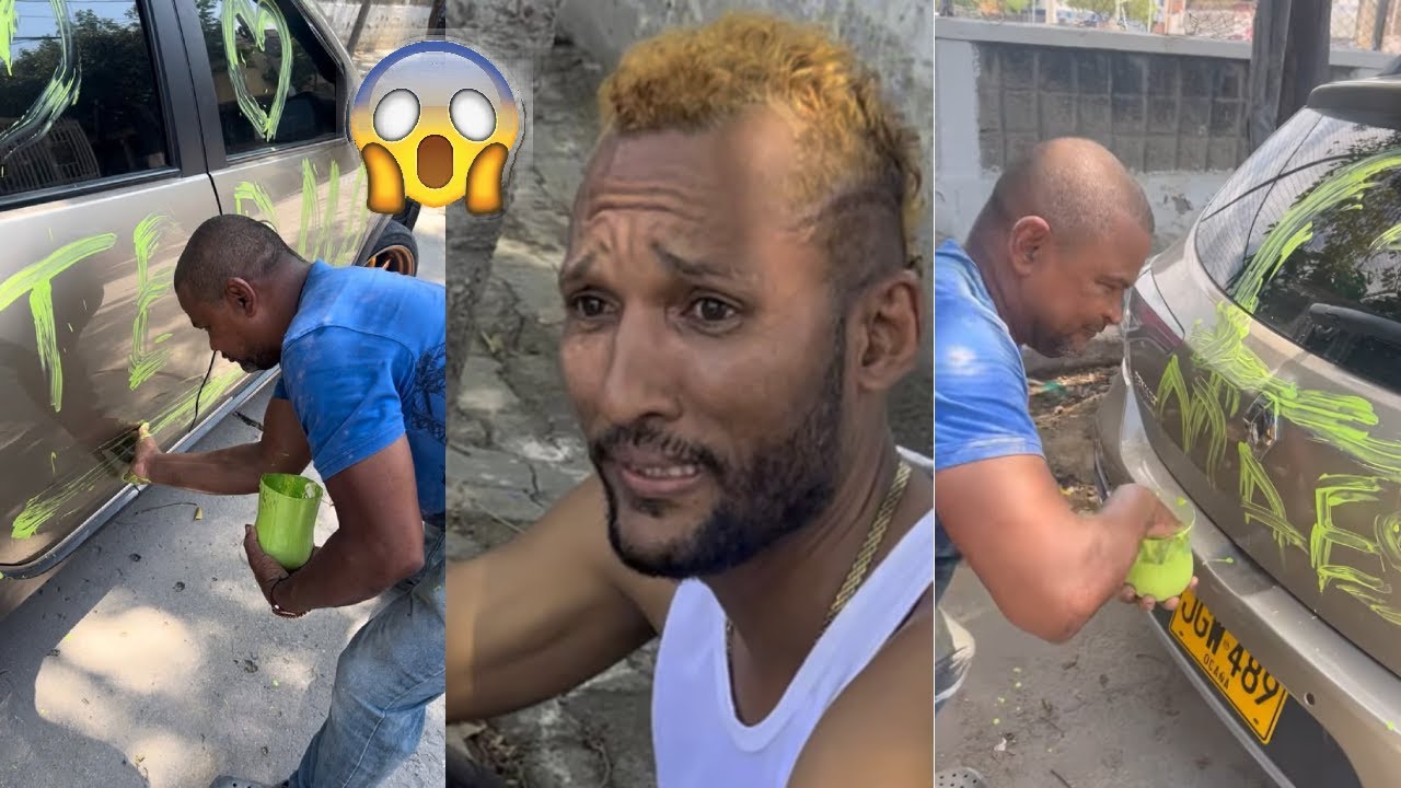 Me daño el carro nuevo, con pintura de aceite 😱😭