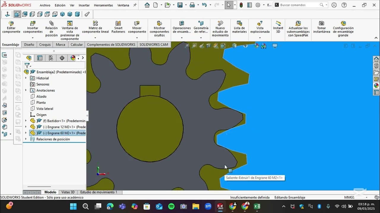 Ensamble de Engranes en SolidWorks