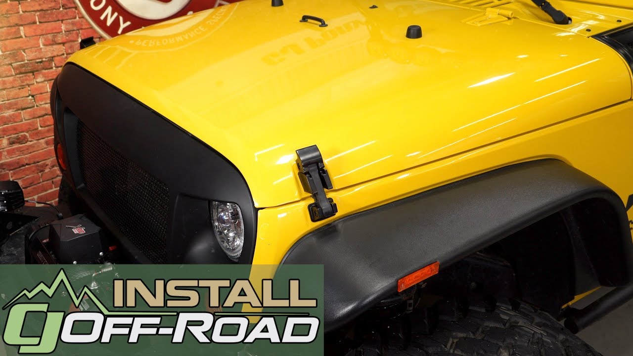 Kentrol eliminates hood flutter on the 2007-2018 Jeep Wrangler JK with a Black Hood Catch Install