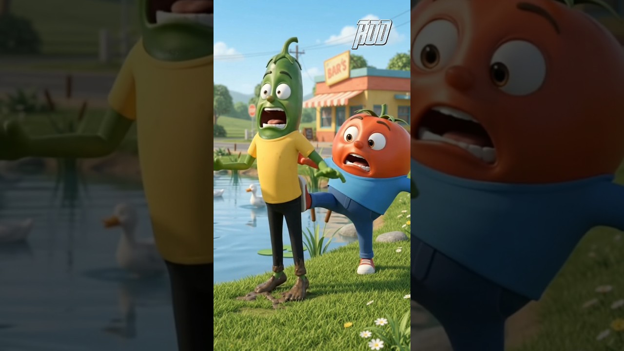 Tomato Kicked Chili Into the Pond 😂🌶️🍅 | Funny Cartoon # #cartoon #cute #funny