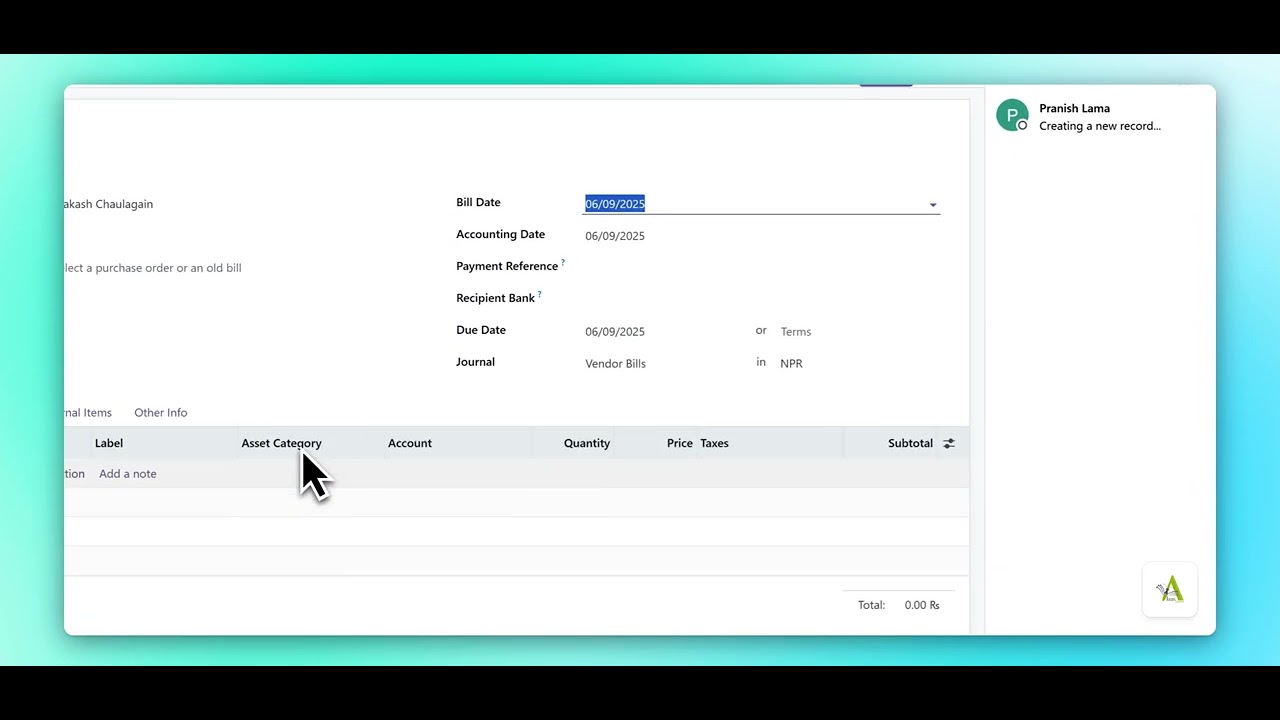 Accounting - Vendor Bill.