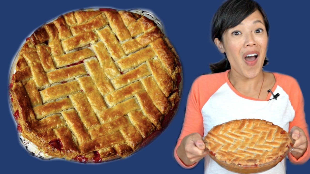 The Most Delicious Strawberry Rhubarb Pie & Herringbone Lattice -- My FAVORITE Pie Recipe