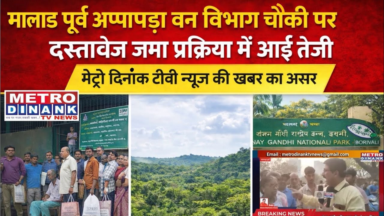 मालाड पूर्व अप्पापाड़ा वन विभाग चौकी पर दस्तावेज़ जमा प्रक्रिया में आई तेजीमेट्रो दिनांक टीवी 