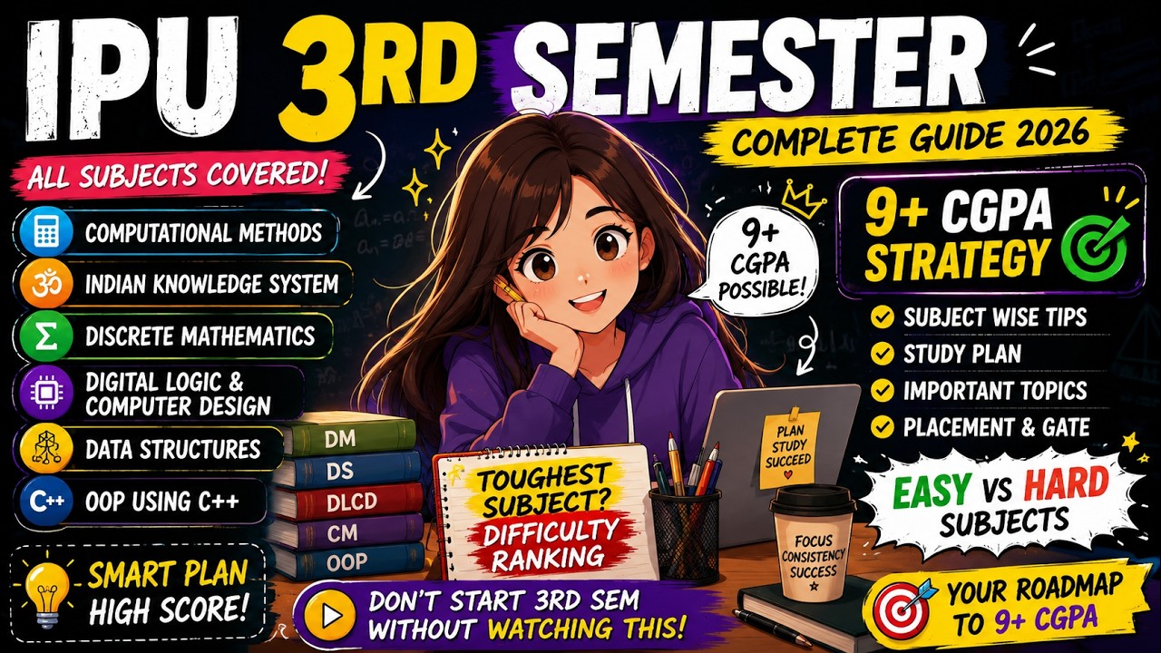 IPU 3rd Semester Complete Guide 2026 🔥 | Toughest Subjects? Difficulty Ranking + 9+ CGPA Strategy