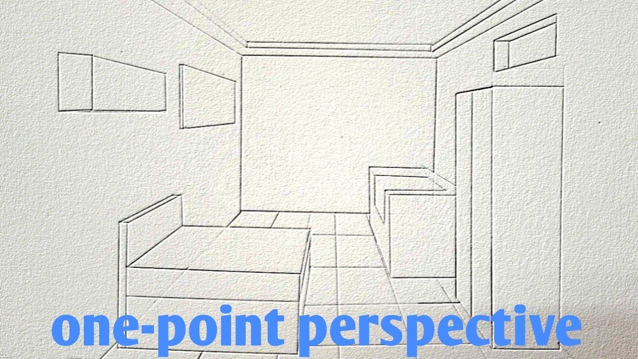 How to draw a bedroom using one point perspective  l use of one-point perspective.