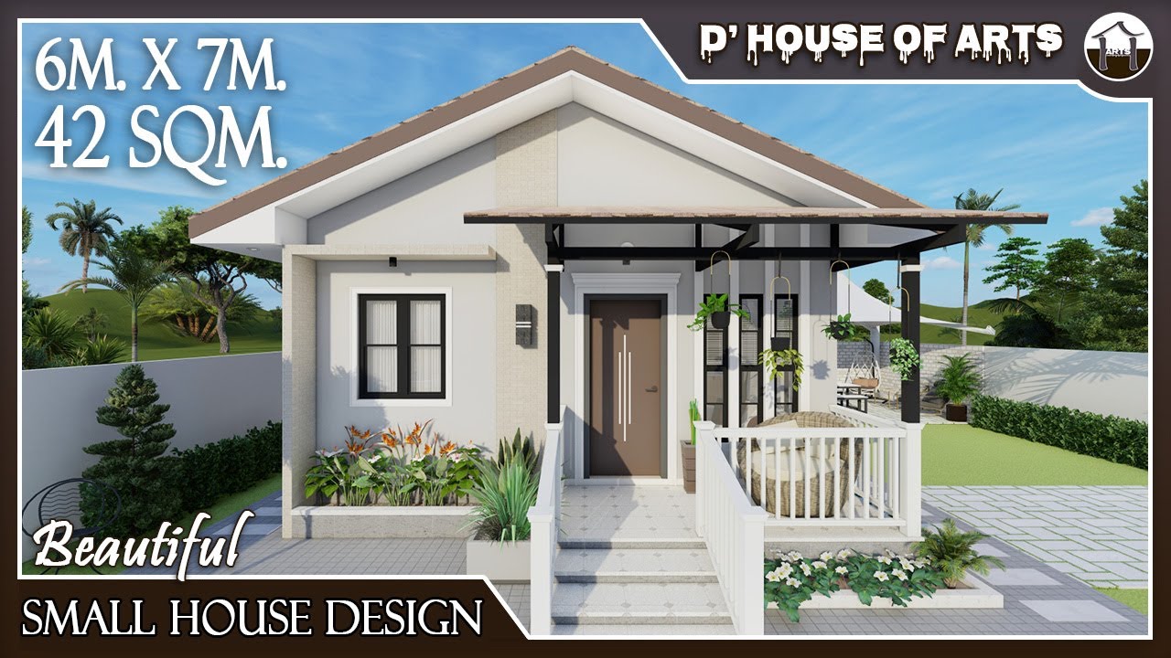 Beautiful Small House Design Ideas | 2 Bedroom Bungalow House Design | 42 SQM.(6m.x7m.) | 1 T&B