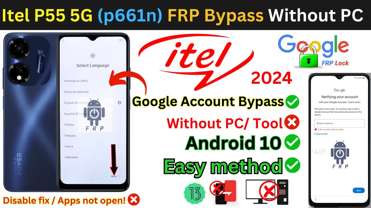 Itel P55 5G (p661n) FRP Bypass Without PC All Itel Android 13 New Google Account ✅ Gmail Lock Trick!