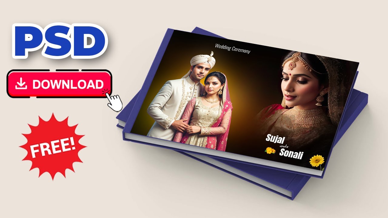 Wedding album cover design for free #albumcover #coverphoto #psd #freepsddownload #weddingalbum