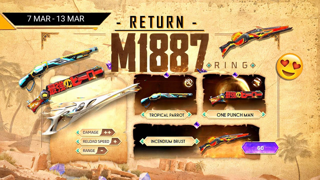 Ramadan special M1887 Return 💥 M1887 Skin Return 🤯🥳| free fire new event | ff new event | new event
