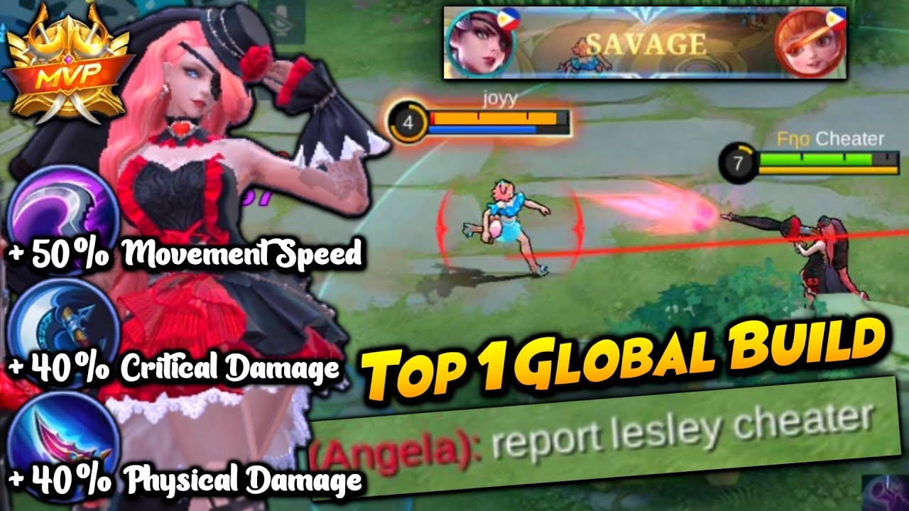 LESLEY CHEATER BUILD!! (30 KILLS no Death + SAVAGE) Try this PRO Build! | Top 1 Global Lesley