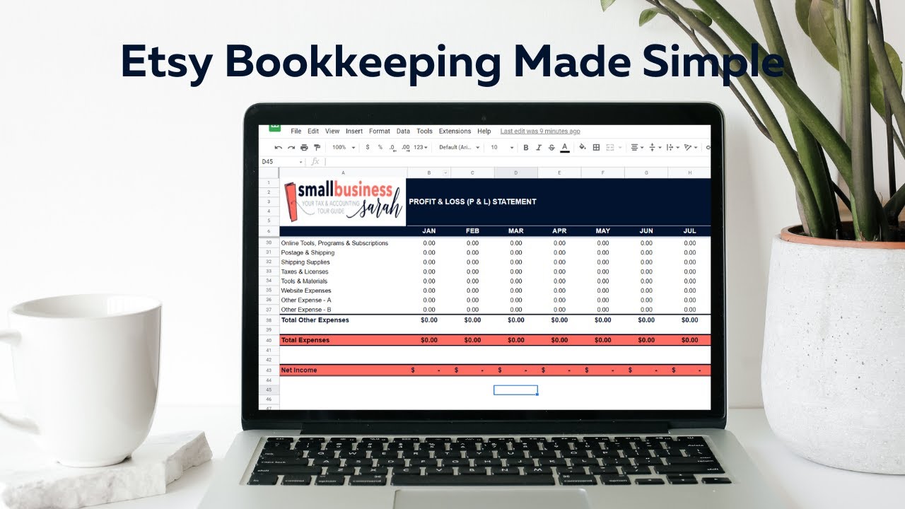 Bookkeeping Spreadsheet for Etsy Sellers, Easy to Use, Low Cost, Accurate, Perfect for New Seller