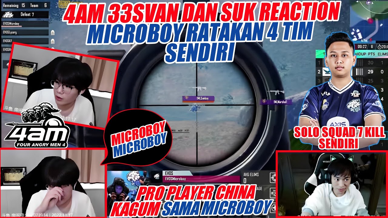 MICROBOY MENGGUCANGKAN DUNIA ! 4AM 33SVAN DAN SUK REACTION MICROBOY RATAKAN 4 TIM SENDIRIAN
