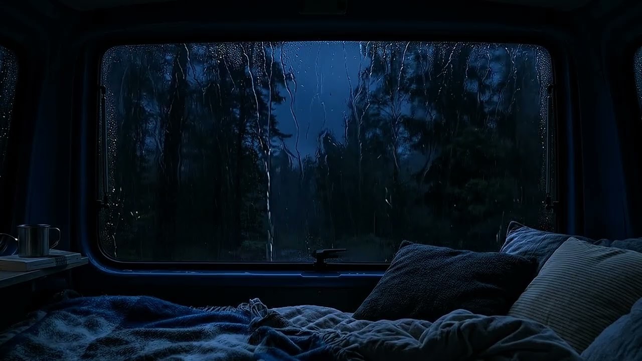 Haevy Rainy Night in a Camping Car | Cozy ASMR Sounds for Sleep & Relaxation