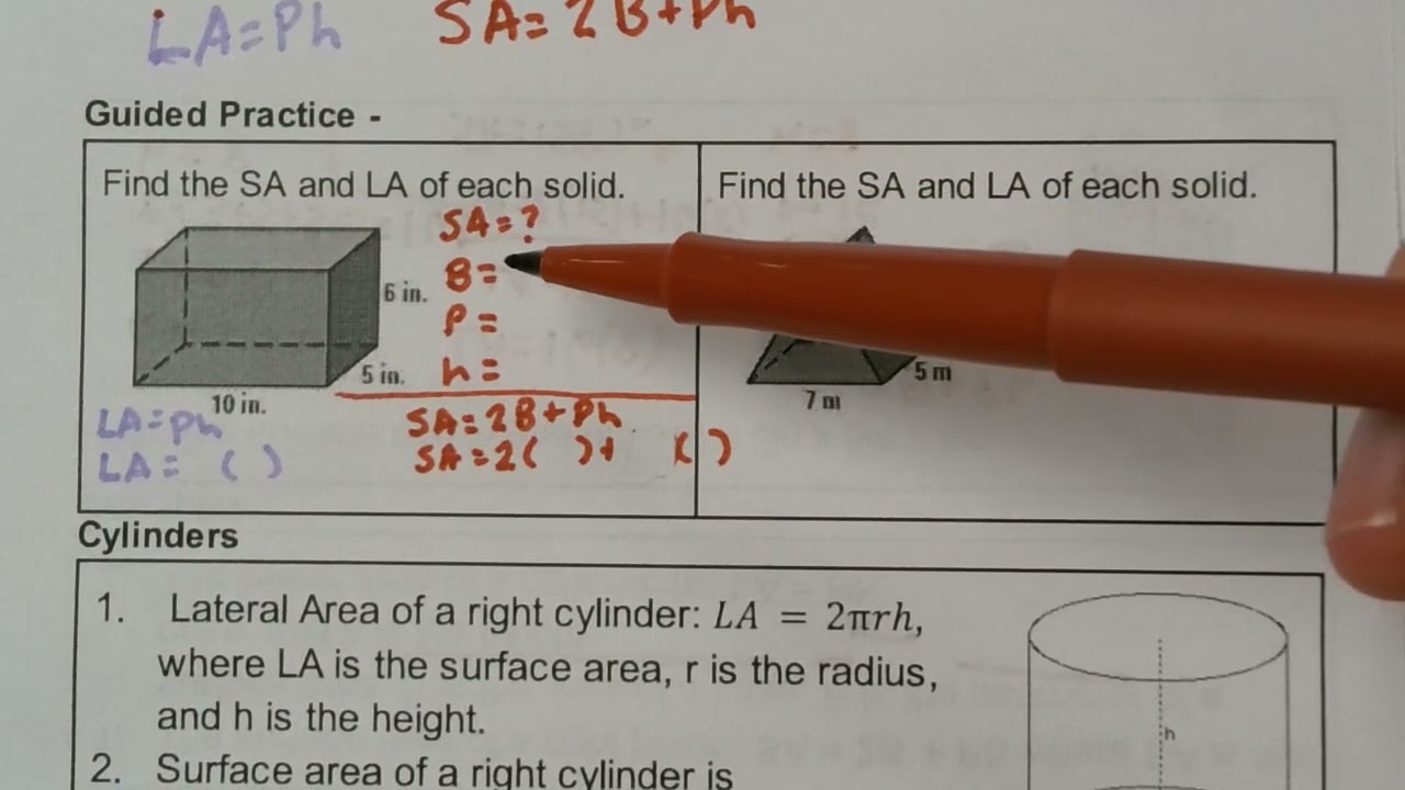 7.1 Surface area of Prisms and Cylinders