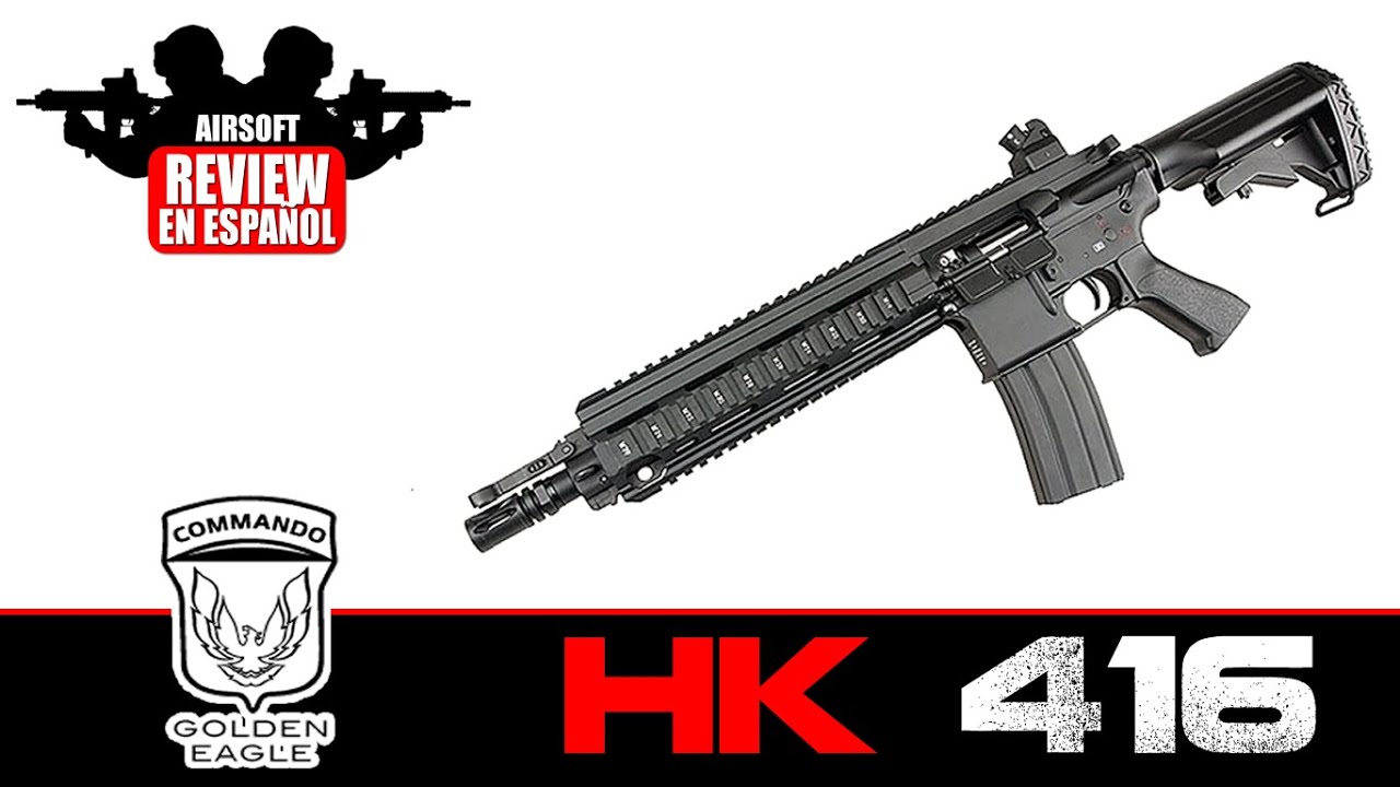 HK416: M4 GOLDEN EAGLE HK416 Airsoft Review en Español HD ( Test Shot )