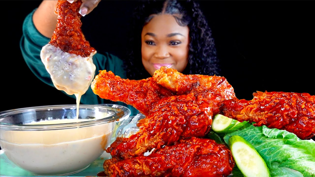 SPICY KOREAN FRIED CHICKEN MUKBANG | MUKBANG | FRIED CHICKEN MUKBANG | CRISPY FRIED CHICKEN