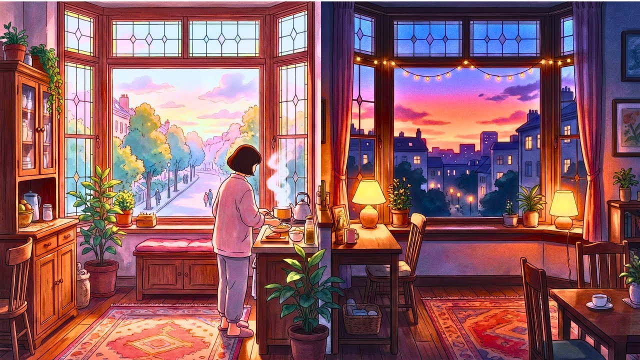 Peaceful City Life Routine  Ghibli Style Calm Morning to Evening