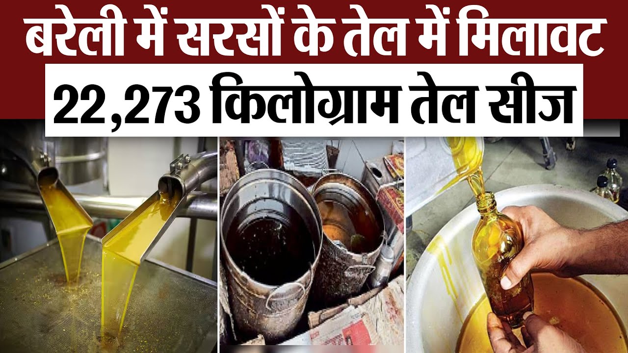 Bareilly News : बरेली में सरसों के तेल में मिलावट... 22,273 किलोग्राम तेल सीज