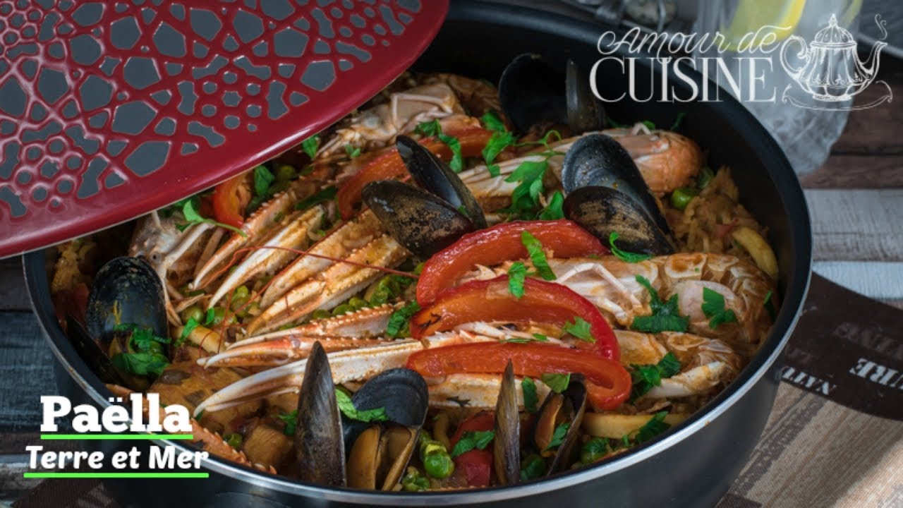 recette de la pa&euml;lla terre et mer, plat de la cuisine espagnole