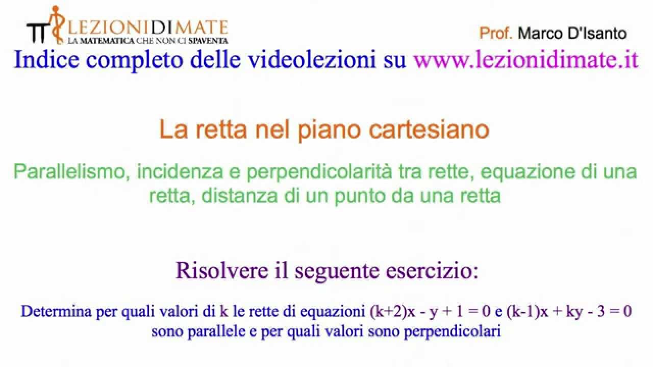 Determina k in modo che le rette (k+2)x-y+1=0 e (k-1)x+ky-3=0 siano parallele o perpendicolari